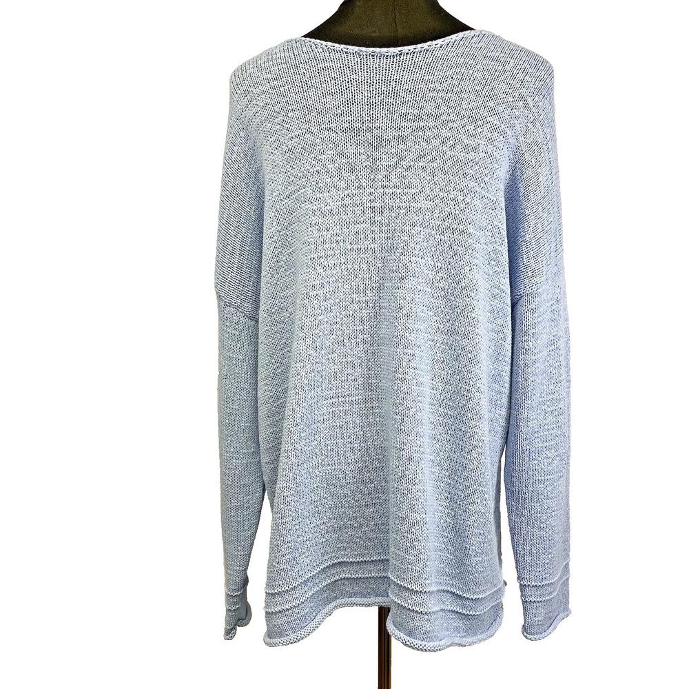 Lord and Taylor Woman's Plus Size 2X Sweater Cotton Blend Blue Coastal Cottage - Picture 5 of 8